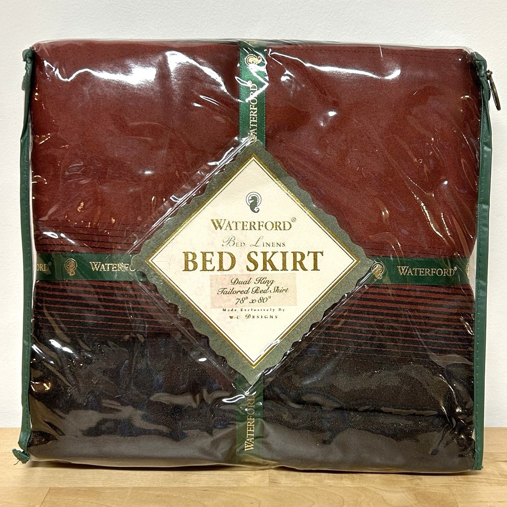 Vtg Waterford Dual King Bed Skirt Carlingford Berry 78"x80" Old Money Regal NOS